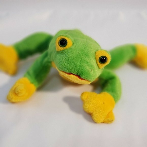 Ty‎ Beanie Buddies Smoochy Green Yellow Frog Plush Toy Stuffed Animal Retired - Picture 3 of 4